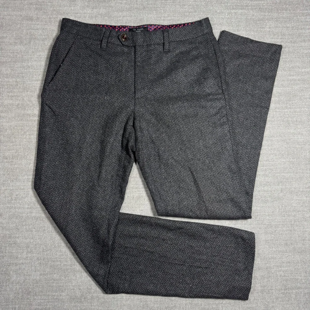 Ted Baker London Wool Blend Tailored Trousers Gray Glen Check Men's‎ 30x31